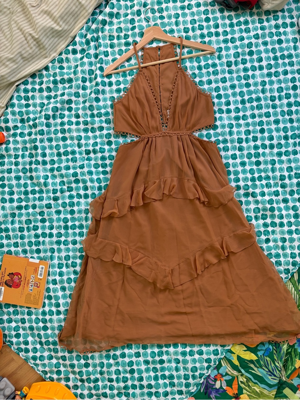 ASOS Brown Ruffle Halter Maxi Dress